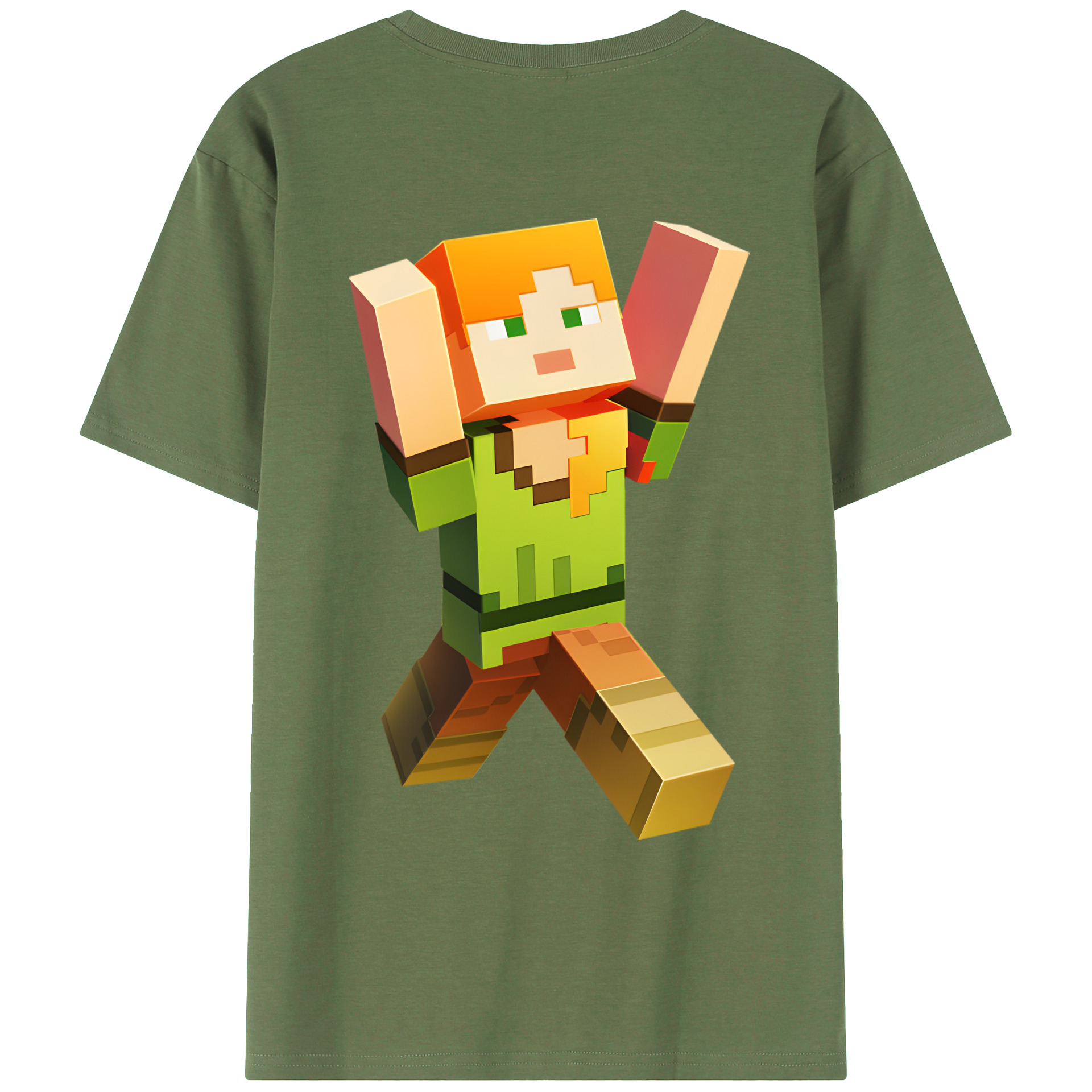 （画像用） マインクラフト ブロックの世界 Minecraft MC Block world 綿100％ メンズ半袖Tシャツ（バックプリント） 通気性